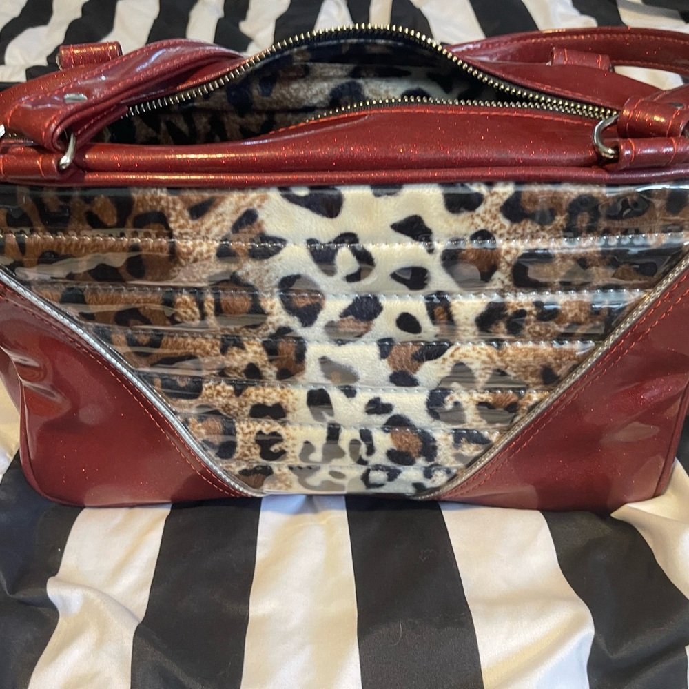 Red Glitter and Leopard Shoulder Bag - Picture 3 of 7